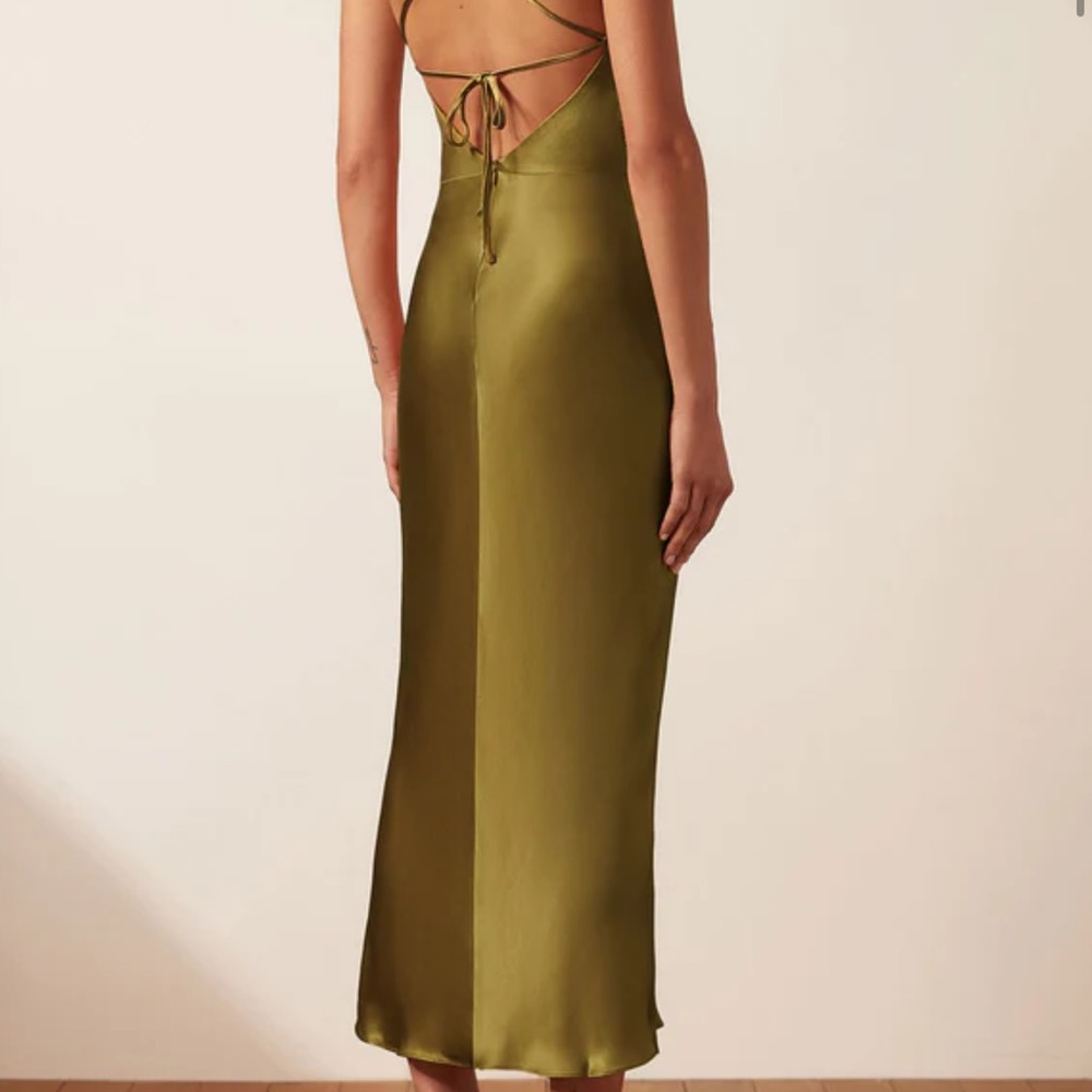 Giorgia Asymmetrical Bias Cowl Midi Dress - Picture 4 of 8